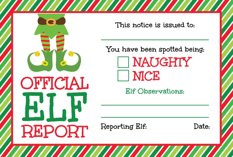 Pink Pixie Studio 25 Official Elf Reports- 4 x 6 Elves Notice Naughty or Nice Behavior to Accompany Your Holiday Christmas Elf- North Pole Santa Surveillance Xmas Note Cards - Image 1